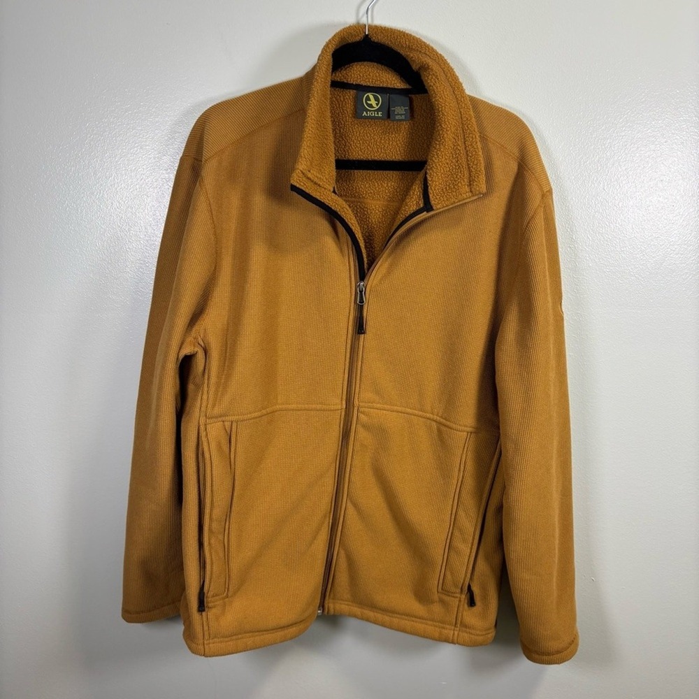Aigle Polartec Full Zip Fleece Jacket Golden Mustard Yellow XL Mens